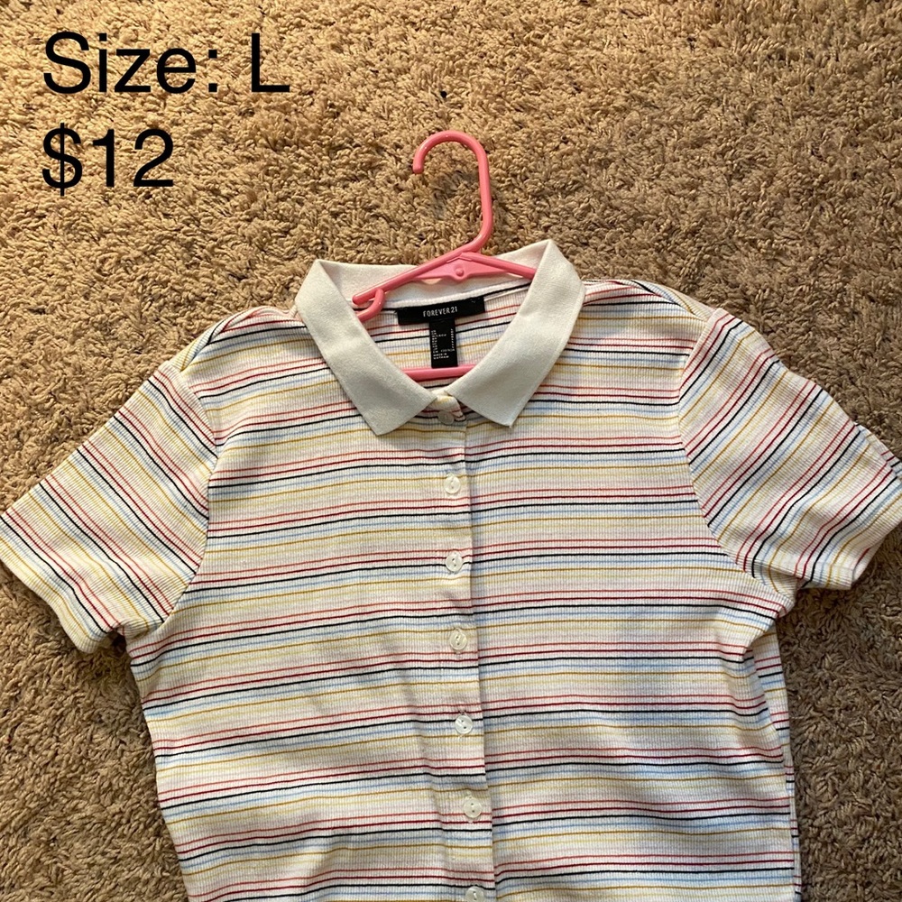 Rainbow Button-Up Croptop